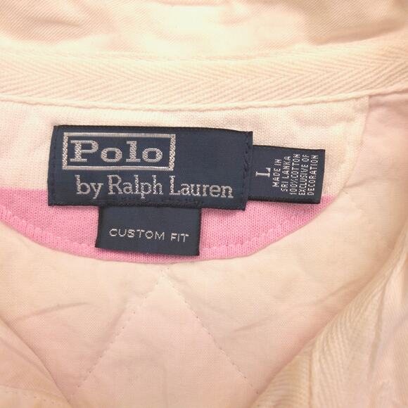 Polo by Ralph Lauren Collared Short Sleeve Polo Shirt Mens Size L White Pink - Picture 3 of 9